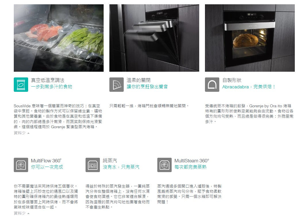 Gorenje 歌爾 50公升 嵌入式蒸焗爐